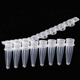 8 Strip 0.2ml PCR Tube with Caps (Flat), Sterile, 125/Bag