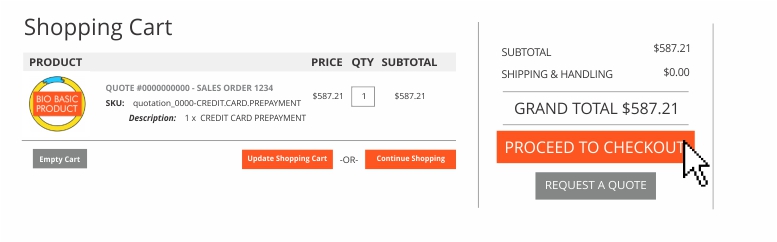 Click on “Proceed to Checkout” - tax will be calculated at this stage.